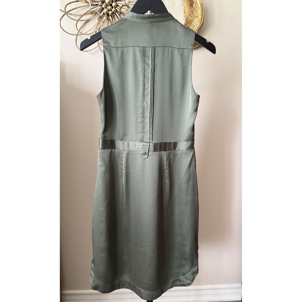 Banana‎ Republic Olive Green Shirt Dress Womens 0 Sleeveless Satin Utility Midi - Picture 4 of 9